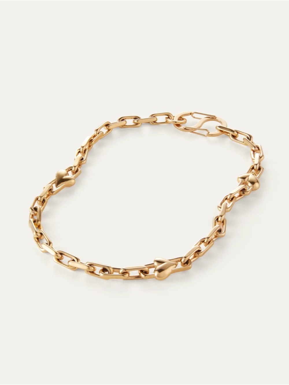 Jenny Bird Art Heart Chain Polished Gold Link Necklace NWT $198 - Picture 4 of 8